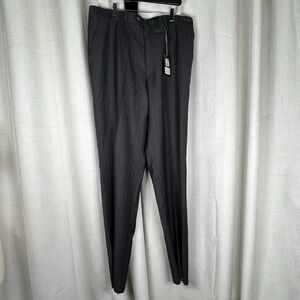 NEW!‎ Linea Naturale Dress Pants Hawk Charcoal Grey Striped Wool 38x36 Unhemmed